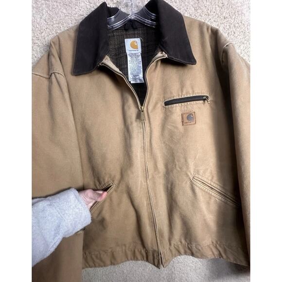 Vtg Carhartt Detroit Jacket J97 Sandstone Duck Blanket Lined Sz 2XL Reg Workwear - Picture 12 of 16